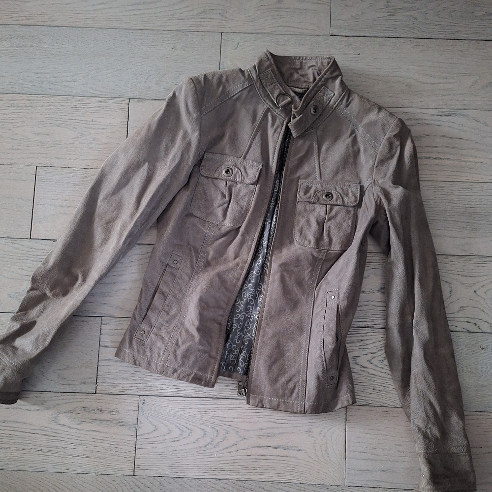 Grey leather Jacket 3xs